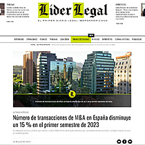 Nmero de transacciones de M&A en Espaa disminuye un 15 % en el primer semestre de 2023